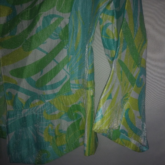Ruby Rd. MP Turquoise Lime Ruffle Bolero Petite - Picture 2 of 4